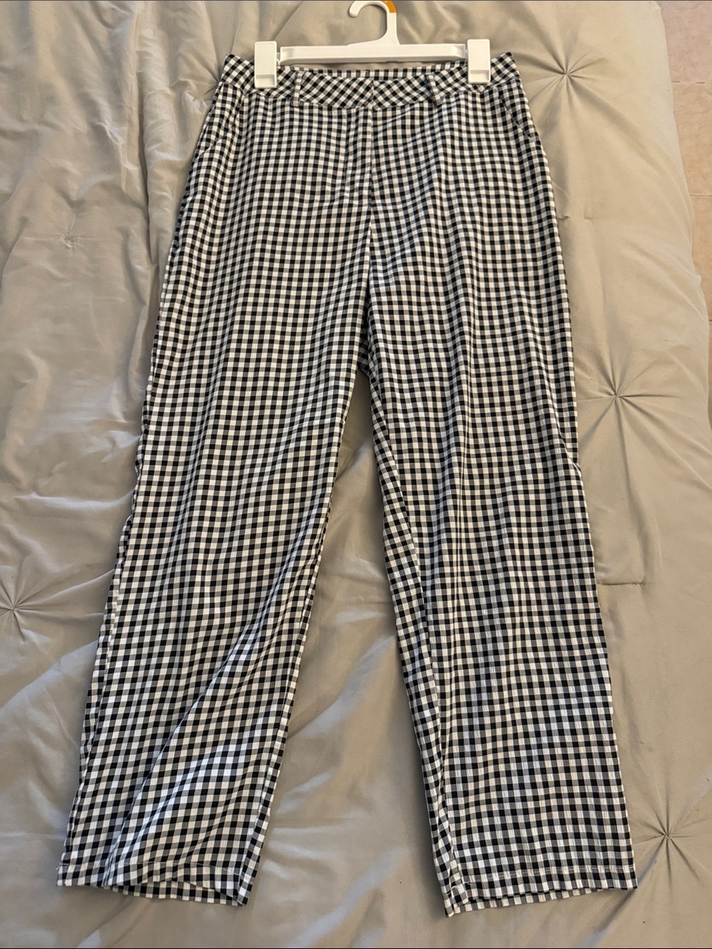 SHEIN Black and White Gingham Cropped Pants